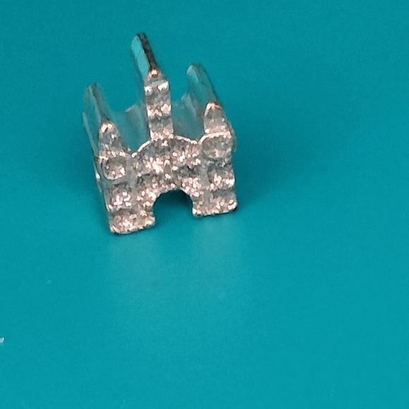 Disney World Princess Castle Silver Tone Crystal Rhinestones 3/4" Charm - Picture 3 of 4